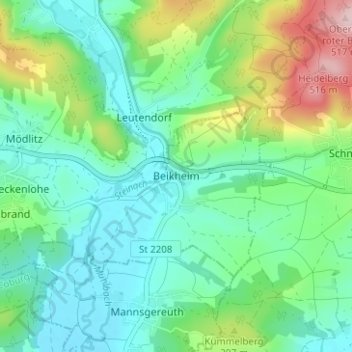 Beikheim topographic map, elevation, terrain