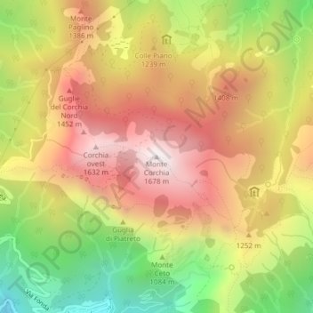 Monte Corchia topographic map, elevation, terrain