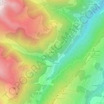 Le Biollay topographic map, elevation, terrain
