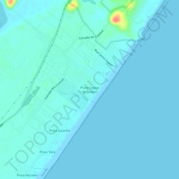 Praia Lagoa do Jardim topographic map, elevation, terrain
