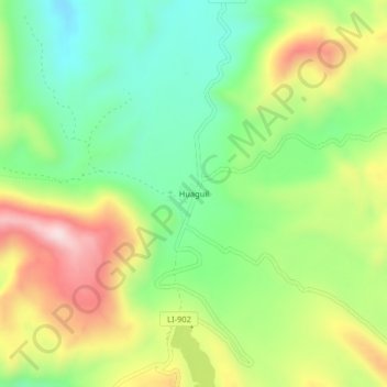 Huaguil topographic map, elevation, terrain