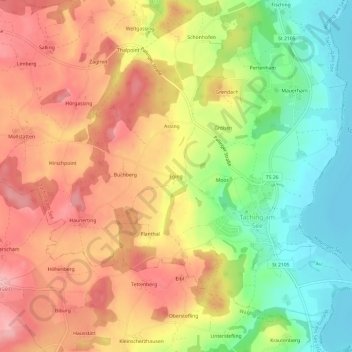 Eging topographic map, elevation, terrain