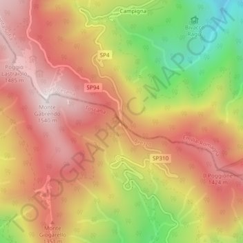 Passo della Calla topographic map, elevation, terrain
