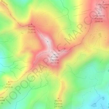 Monte Frerone topographic map, elevation, terrain