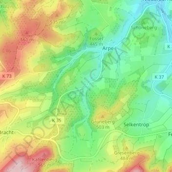 Kückelheim topographic map, elevation, terrain