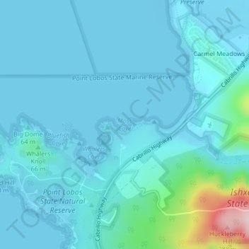 Moss Cove topographic map, elevation, terrain