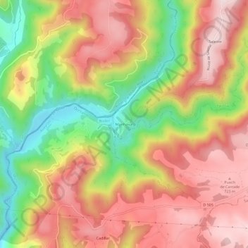 Manhaval topographic map, elevation, terrain