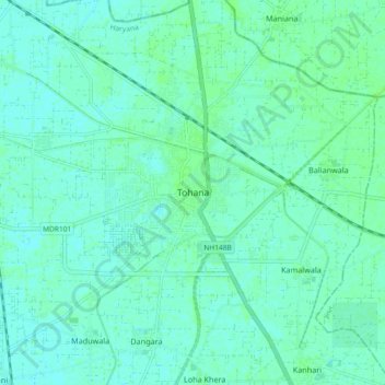 Tohana topographic map, elevation, terrain