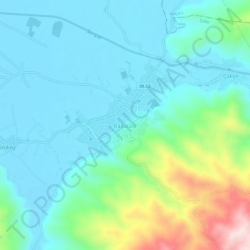 Bağarası topographic map, elevation, terrain