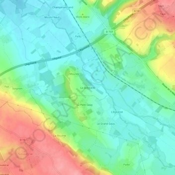 La Bidolière topographic map, elevation, terrain
