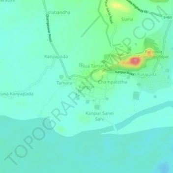 Kanpur topographic map, elevation, terrain