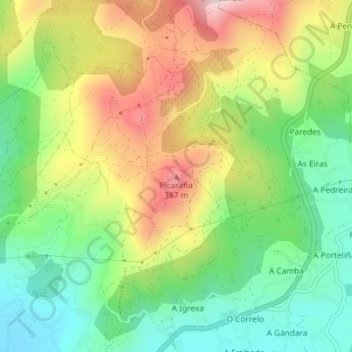 Picaraña topographic map, elevation, terrain