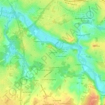 La Chintière topographic map, elevation, terrain