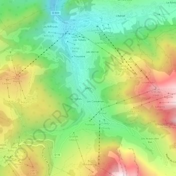 Gotty topographic map, elevation, terrain