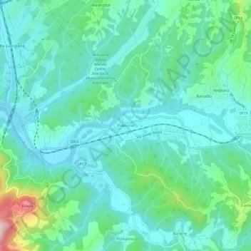 Pallerone topographic map, elevation, terrain