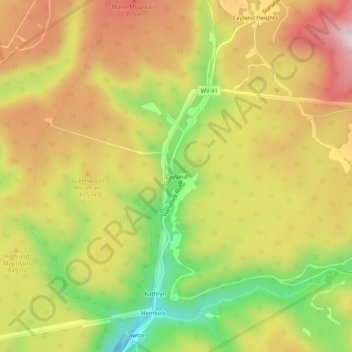 Layland topographic map, elevation, terrain