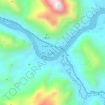Nongkhiao-Nua topographic map, elevation, terrain