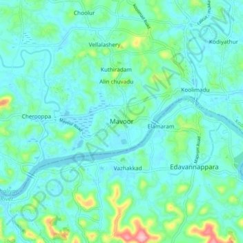Mavoor topographic map, elevation, terrain