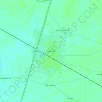 Mansa topographic map, elevation, terrain