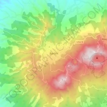 Berlín topographic map, elevation, terrain