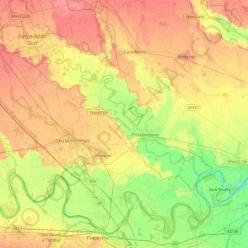 Castelgerundo topographic map, elevation, terrain