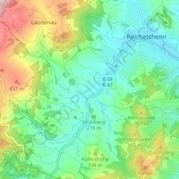 Klein-Gumpen topographic map, elevation, terrain