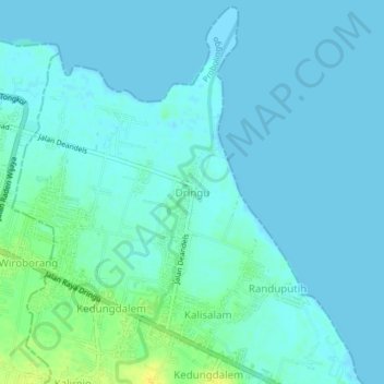 Dringu topographic map, elevation, terrain