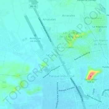 Cesar Vallejo topographic map, elevation, terrain