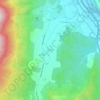 Le Forest topographic map, elevation, terrain
