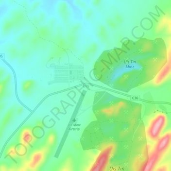 Uis topographic map, elevation, terrain