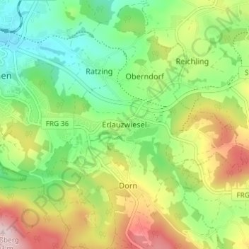Erlauzwiesel topographic map, elevation, terrain