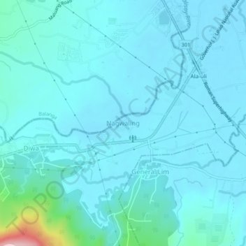 Nagwaling topographic map, elevation, terrain