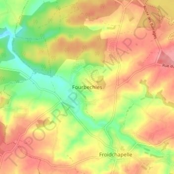 Fourbechies topographic map, elevation, terrain