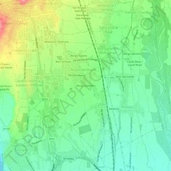 Borgo Zamparo topographic map, elevation, terrain