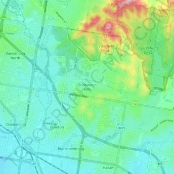 Endeavour Hills topographic map, elevation, terrain