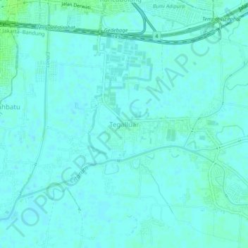 Tegalluar topographic map, elevation, terrain