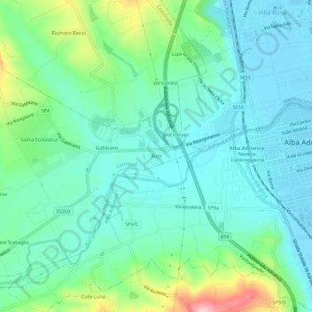 Ricci topographic map, elevation, terrain