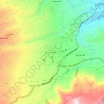 Catambuco topographic map, elevation, terrain