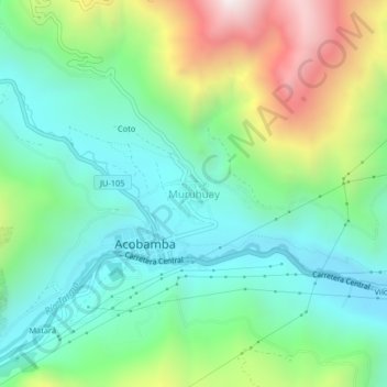 Muruhuay topographic map, elevation, terrain