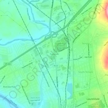 Tuckerton topographic map, elevation, terrain
