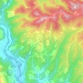 Monti topographic map, elevation, terrain