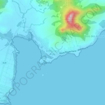 Old Grand Port topographic map, elevation, terrain