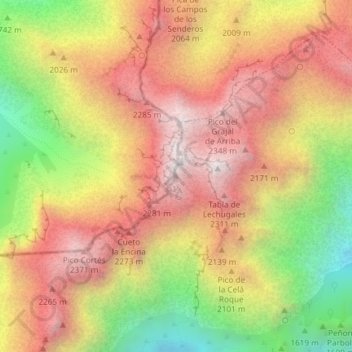 Morra de Lechugales topographic map, elevation, terrain
