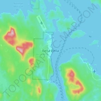 Bella Bella topographic map, elevation, terrain