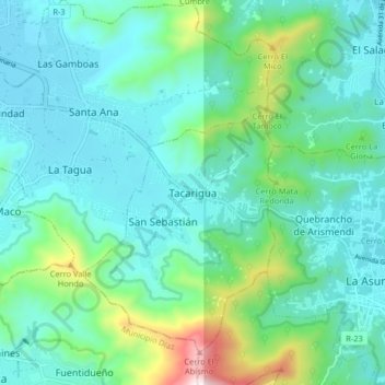 Tacarigua topographic map, elevation, terrain