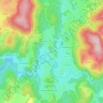 Lacour topographic map, elevation, terrain