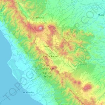 Air Hangat Timur topographic map, elevation, terrain