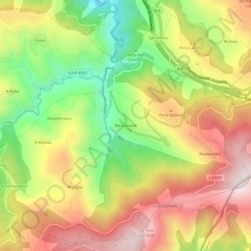 Barxamaior topographic map, elevation, terrain