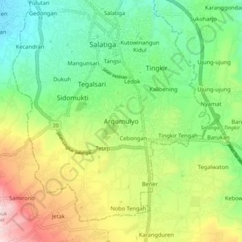 Argomulyo topographic map, elevation, terrain