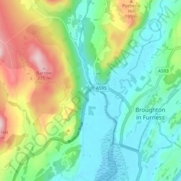 Duddon Bridge topographic map, elevation, terrain